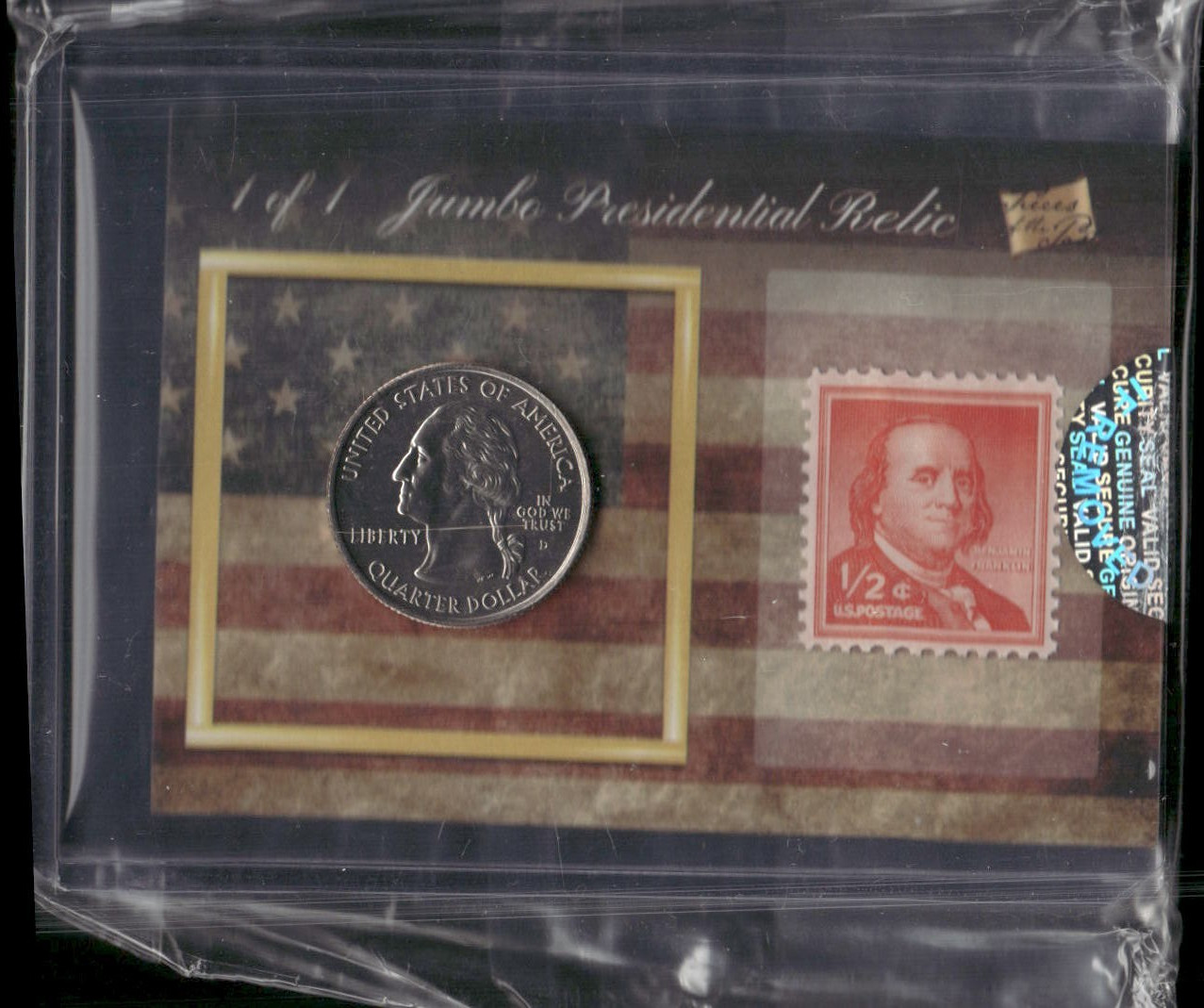 BENJAMIN FRANKLIN 2020 The Bar PIECES OF THE PAST Stamp Quarter Relic #D 1/1