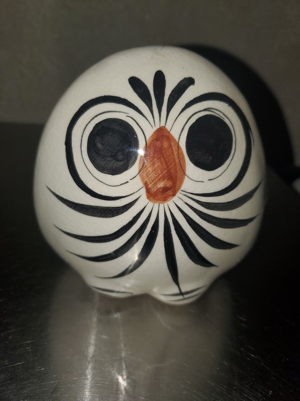 Vintage TONALA Mexican Folk Art Pottery Owl Figurine 4.5″ X 4.5″. AS IS!