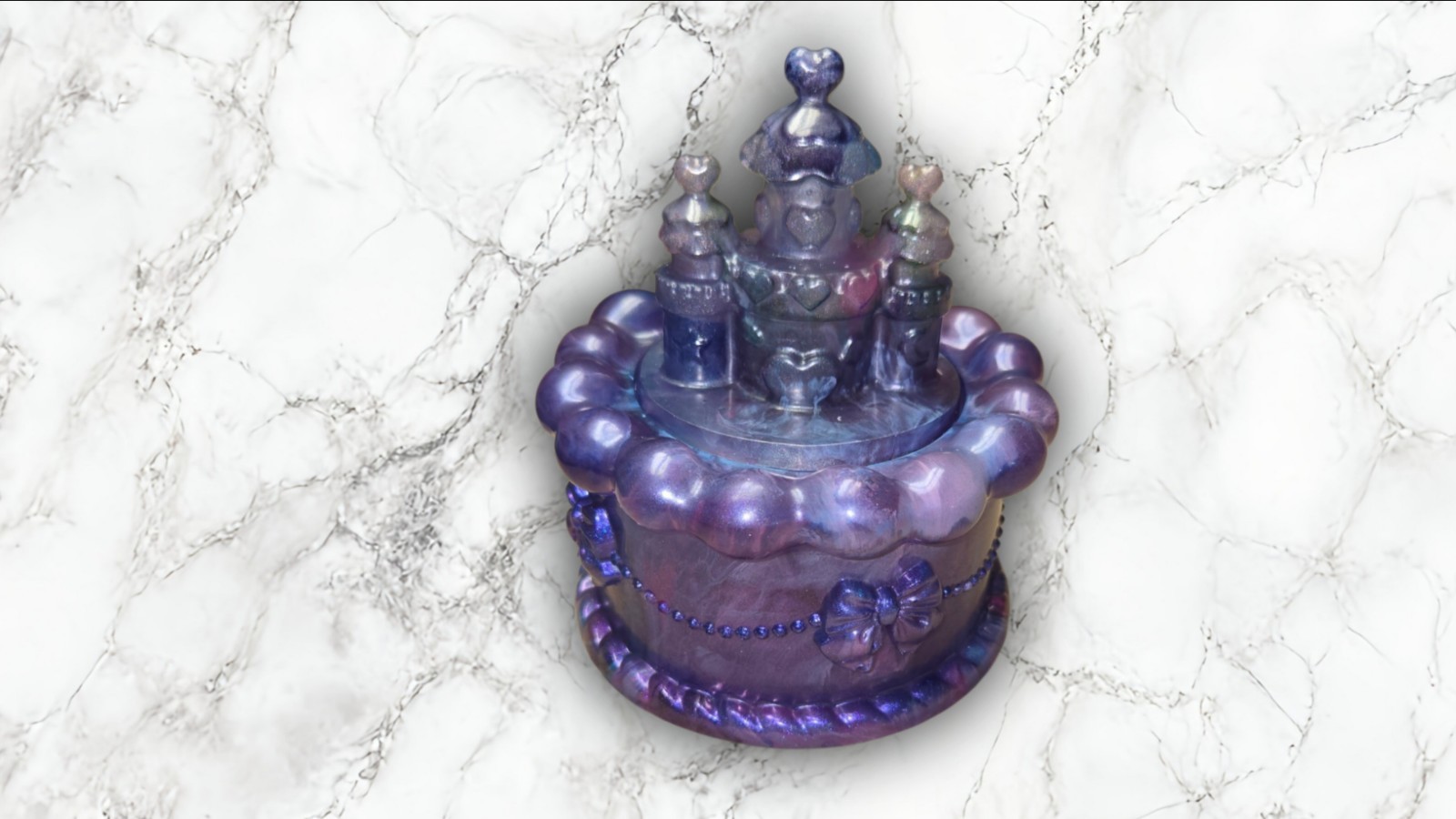 Castle Trinket Box Purple Blue Colorshift Princess Gift Handmade Epoxy Resin Art