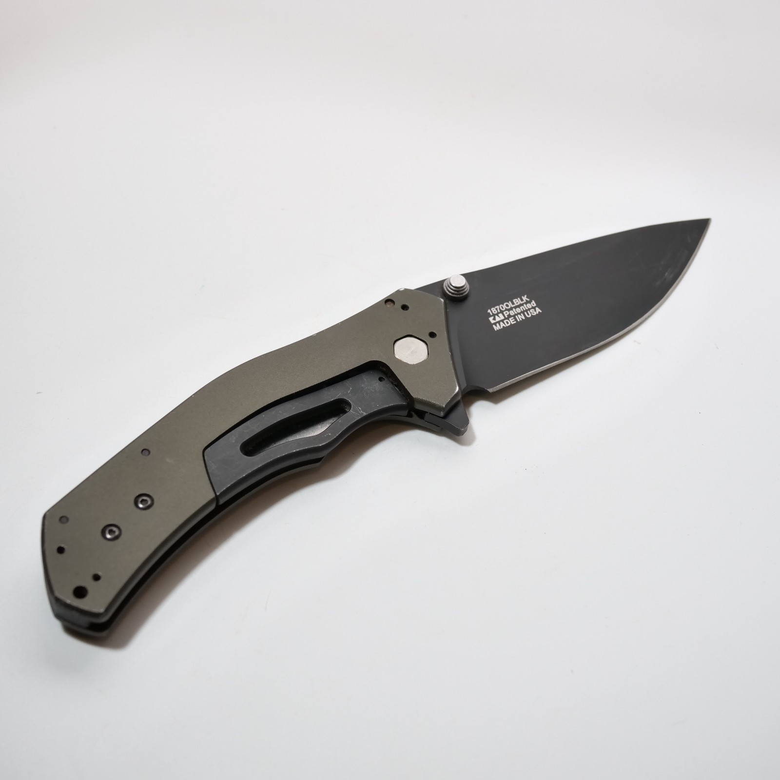 Discontinued Kershaw 1870OLBLK Knockout with OD Green aluminum handle Nice Shape