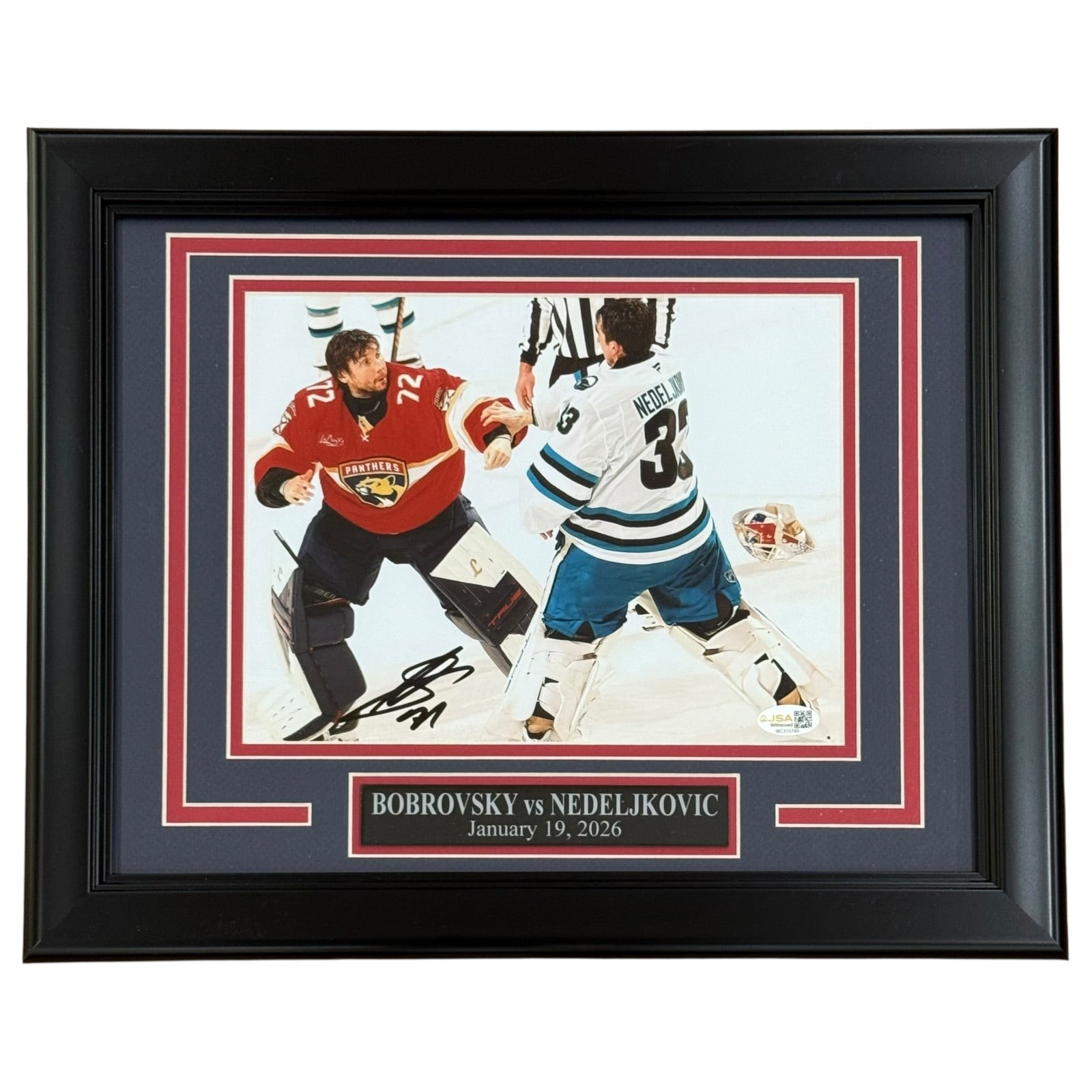 Sergei Bobrovsky Autographed Florida Panthers (Goalie Fight) Framed 8×10 Photo –