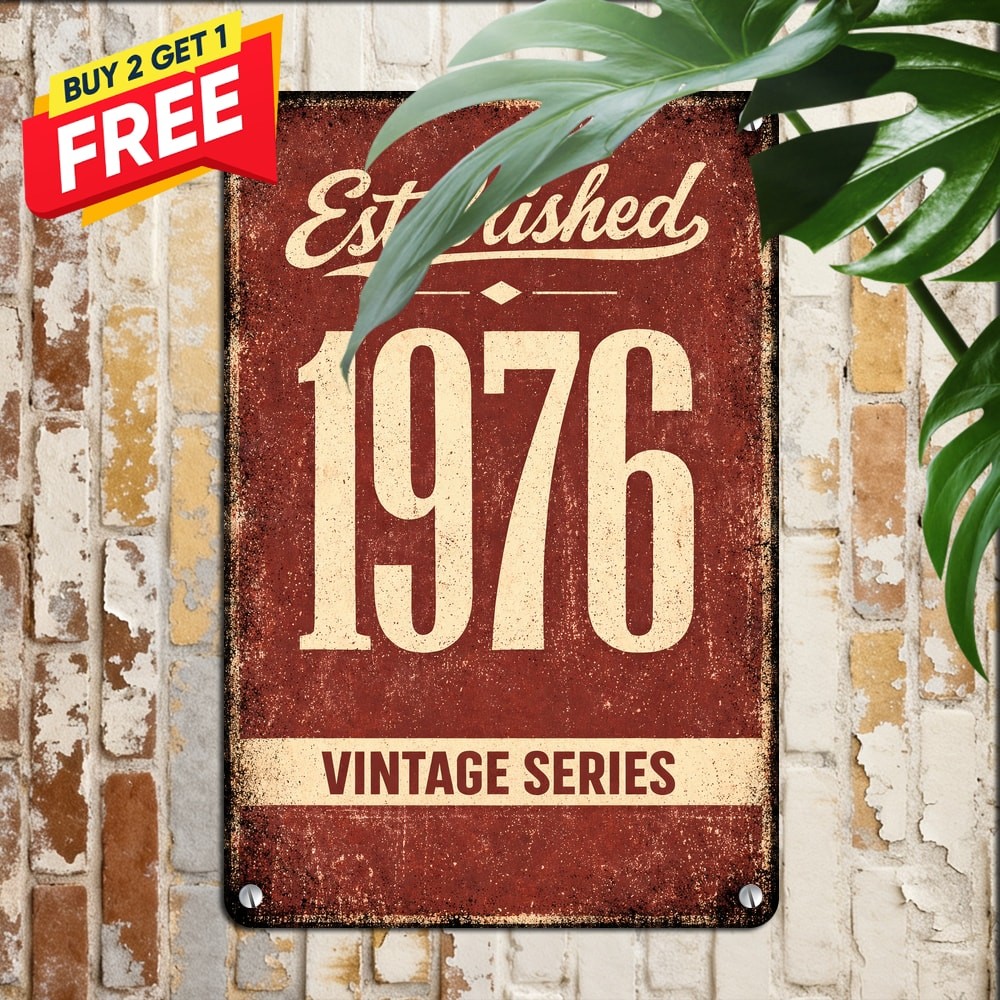 Classic 1976 Birthday Gift Metal Tin Sign Retro Keepsake Room Wall Art