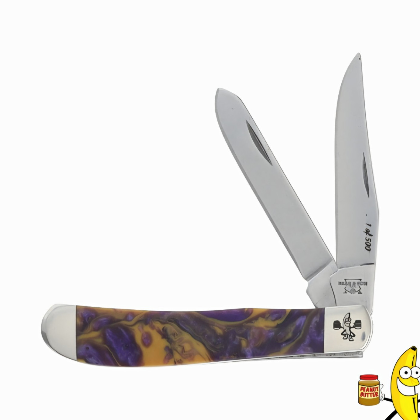 Bear & Son PBJ07 PB&J 2-Blade Slipjoint Pocketknife SS, Synthetic Purple/Yellow