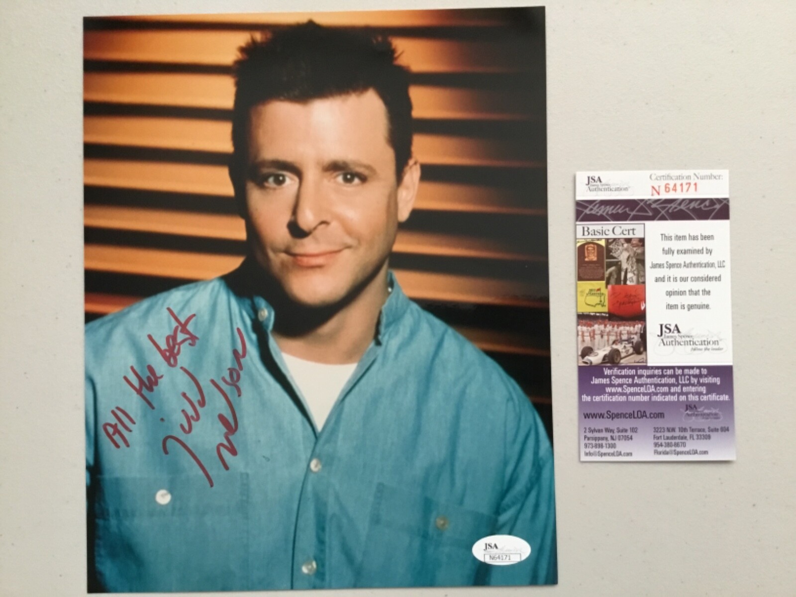 Judd Nelson Signed 8X10 Color Photo with a JSA (James Spence) COA