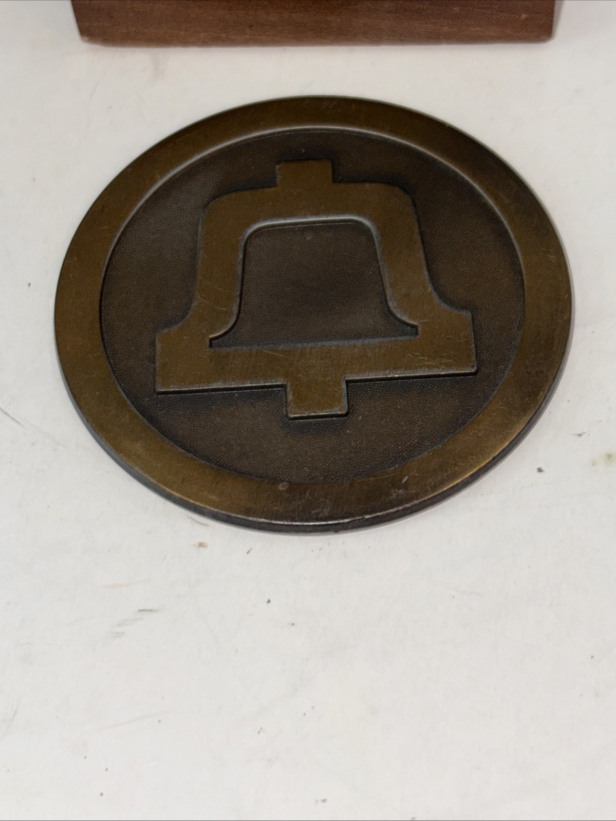 Bell Telephone System Medallion 1983 THE END OF AN ERA Ma Bell Bronze W/ Base