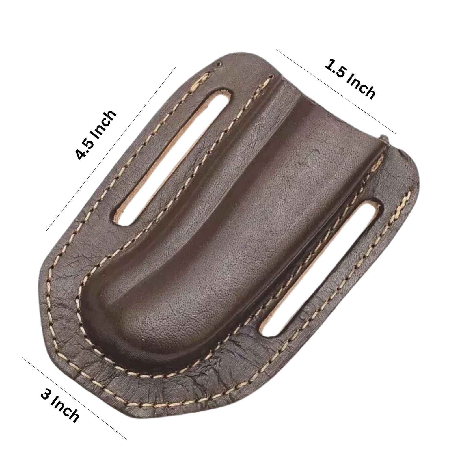 Handmade Brown Leather Sheath Vertical Belt for Buck 110 Folding Pocket Knife