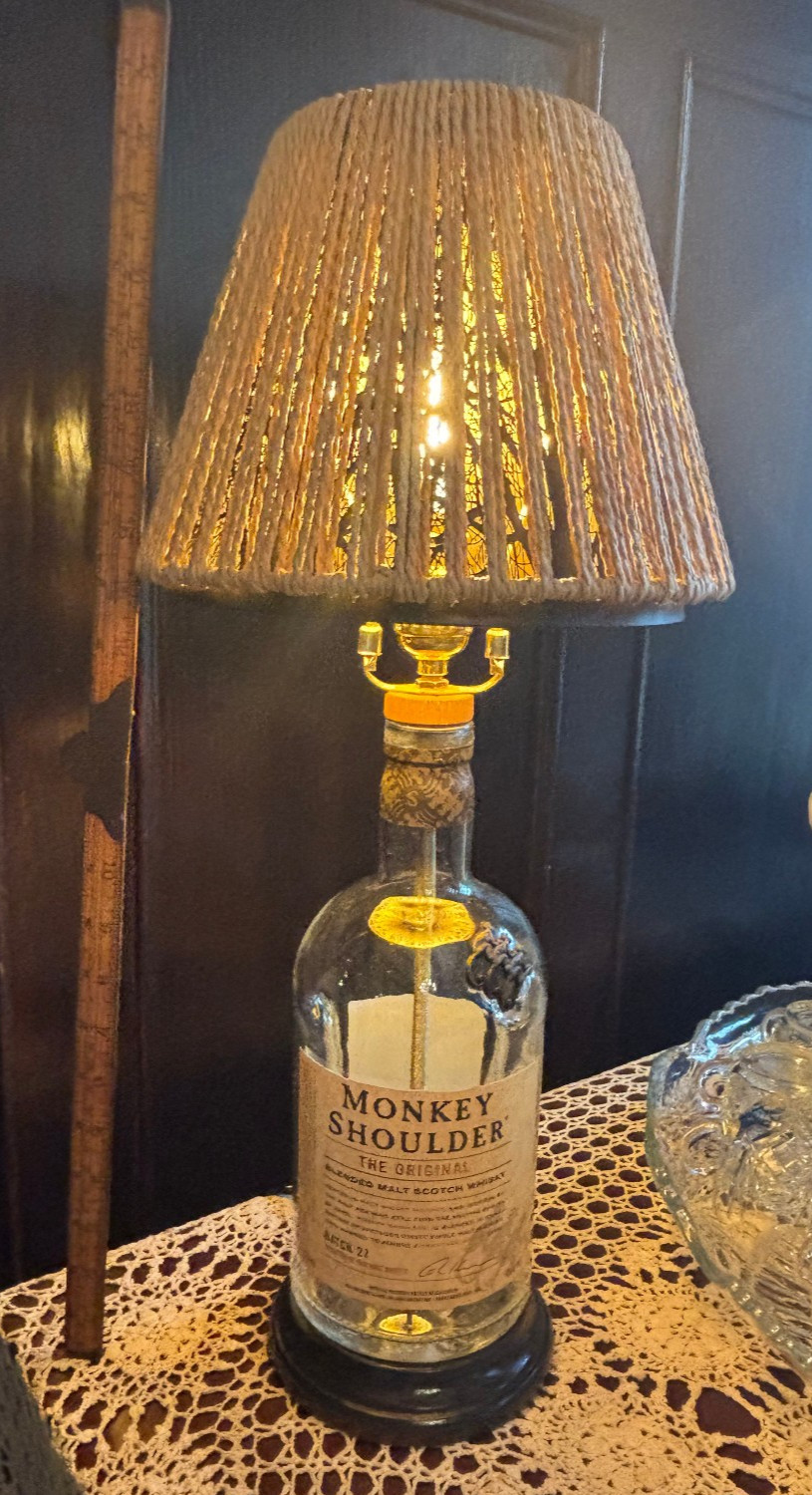 Monkey Shoulder LAMP by MW Designs – double shade and amber tube bulb included.