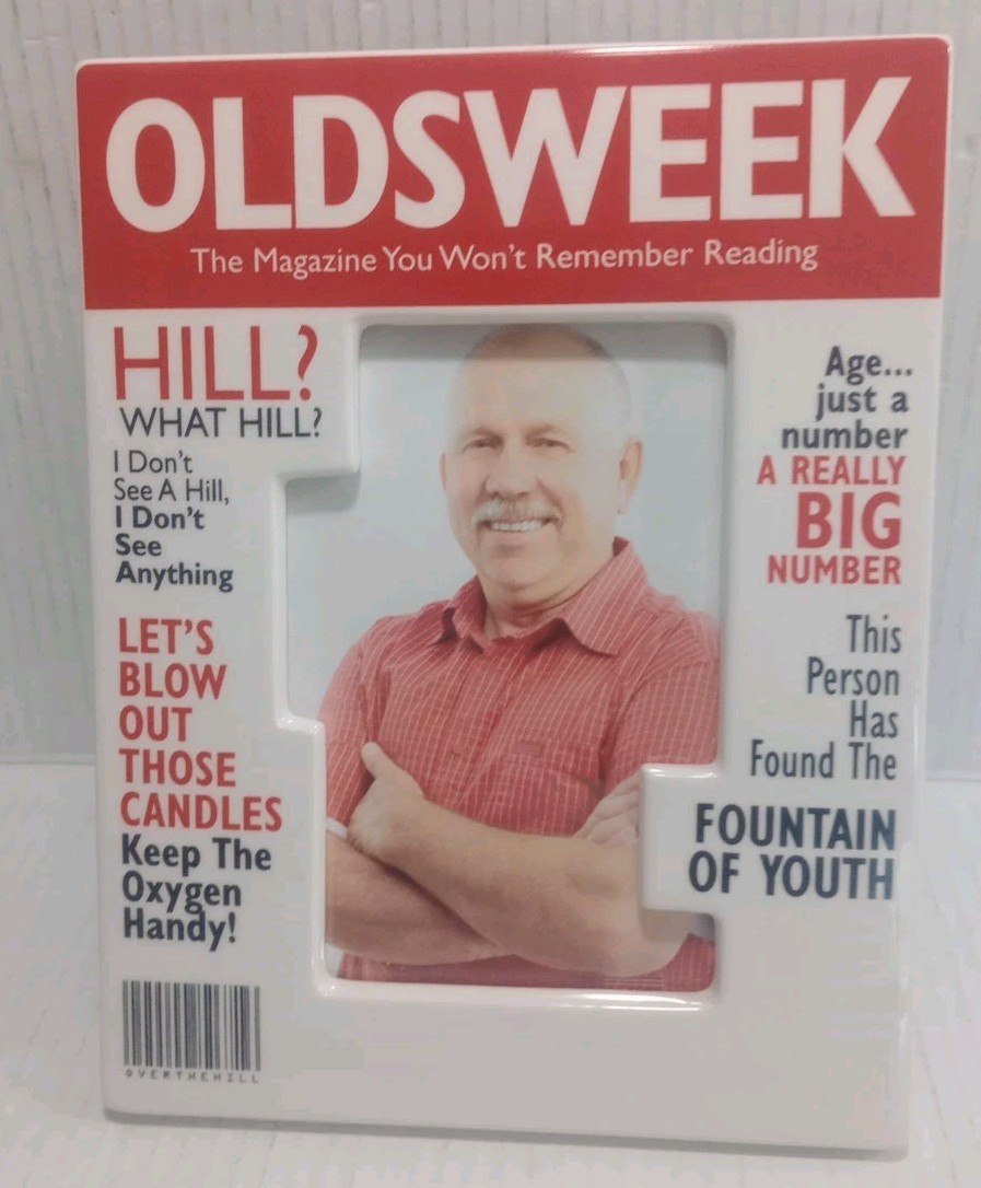 OLDSWEEK MAGAZINE Ceramic FRAME Over The Hill, Hallmark Gift! Brand New