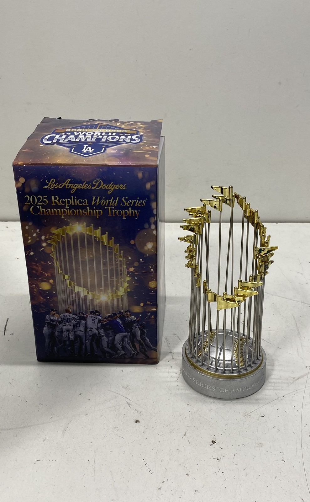 LA Dodgers MLB Baseball Bobblehead Evan Phillips & 2025 World Series Trophy Lot