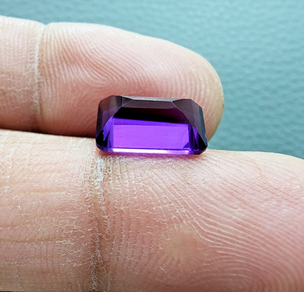 Gorgeous Purple Amethyst 3.80 Ct Emerald Cut Lab-Created Loose Gemstone Ring
