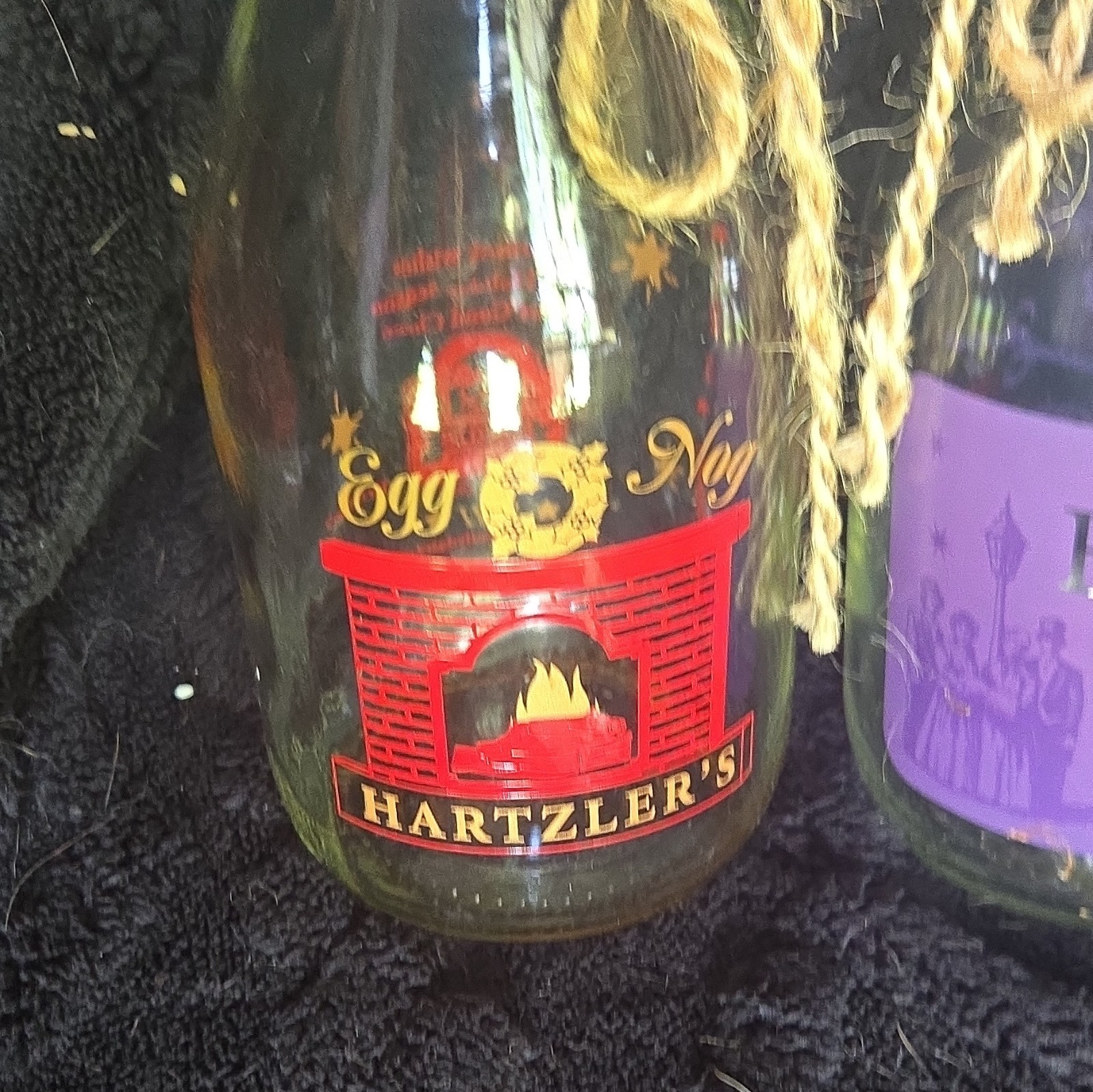 Hartzler’s Egg Nog Holiday Edition Clear Glass Milk Bottles Lot of 2