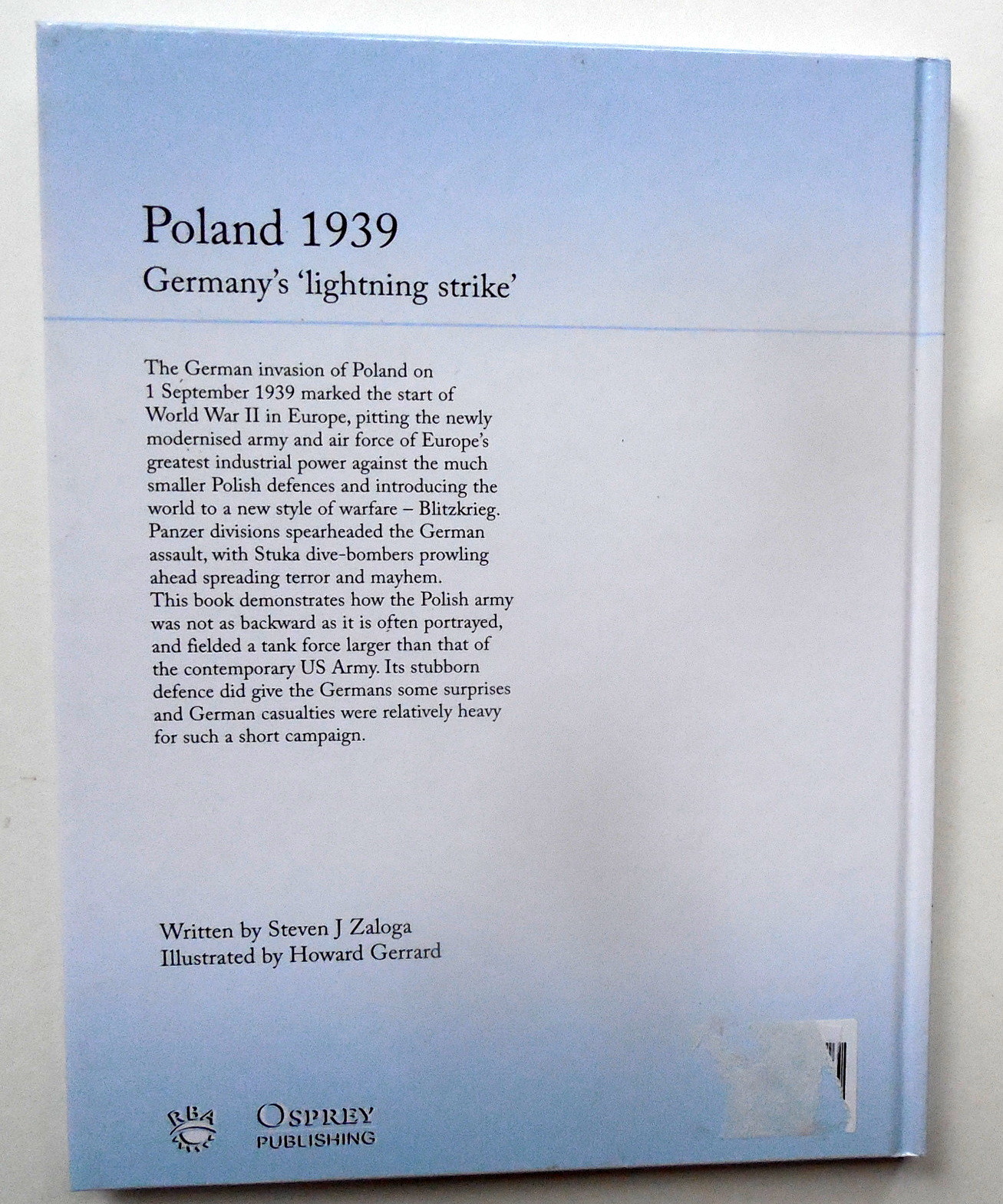 “Poland 1939 – Germany’s Lightning Strike” Osprey’s Battles of WW II Book 1
