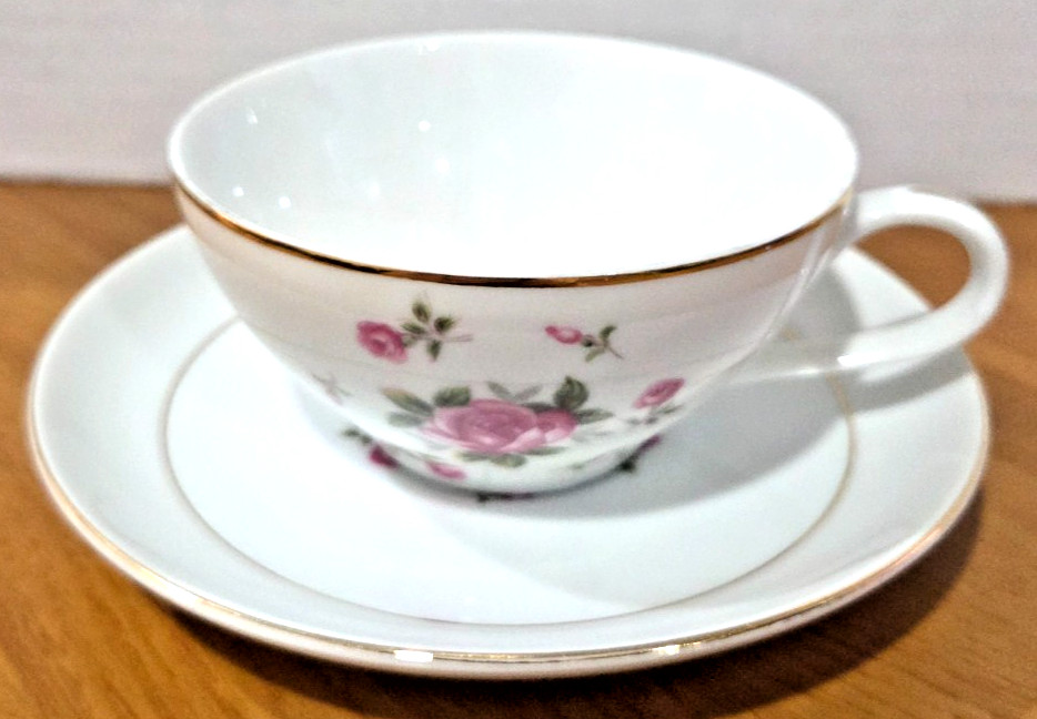 Gemini Rose Teacup and Saucer, Made in Japan