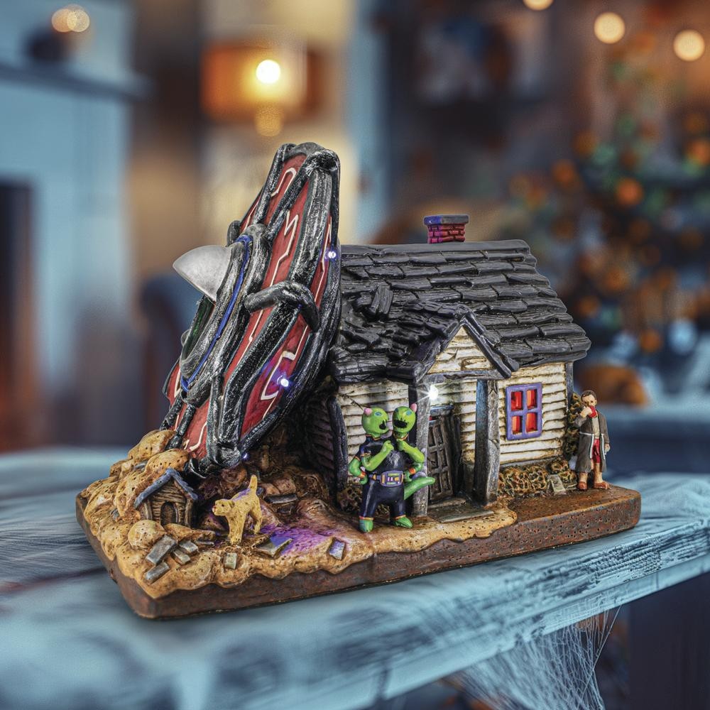 No Landing Zone Alien Theme Spooky Halloween Village Multi-Color LED Lights