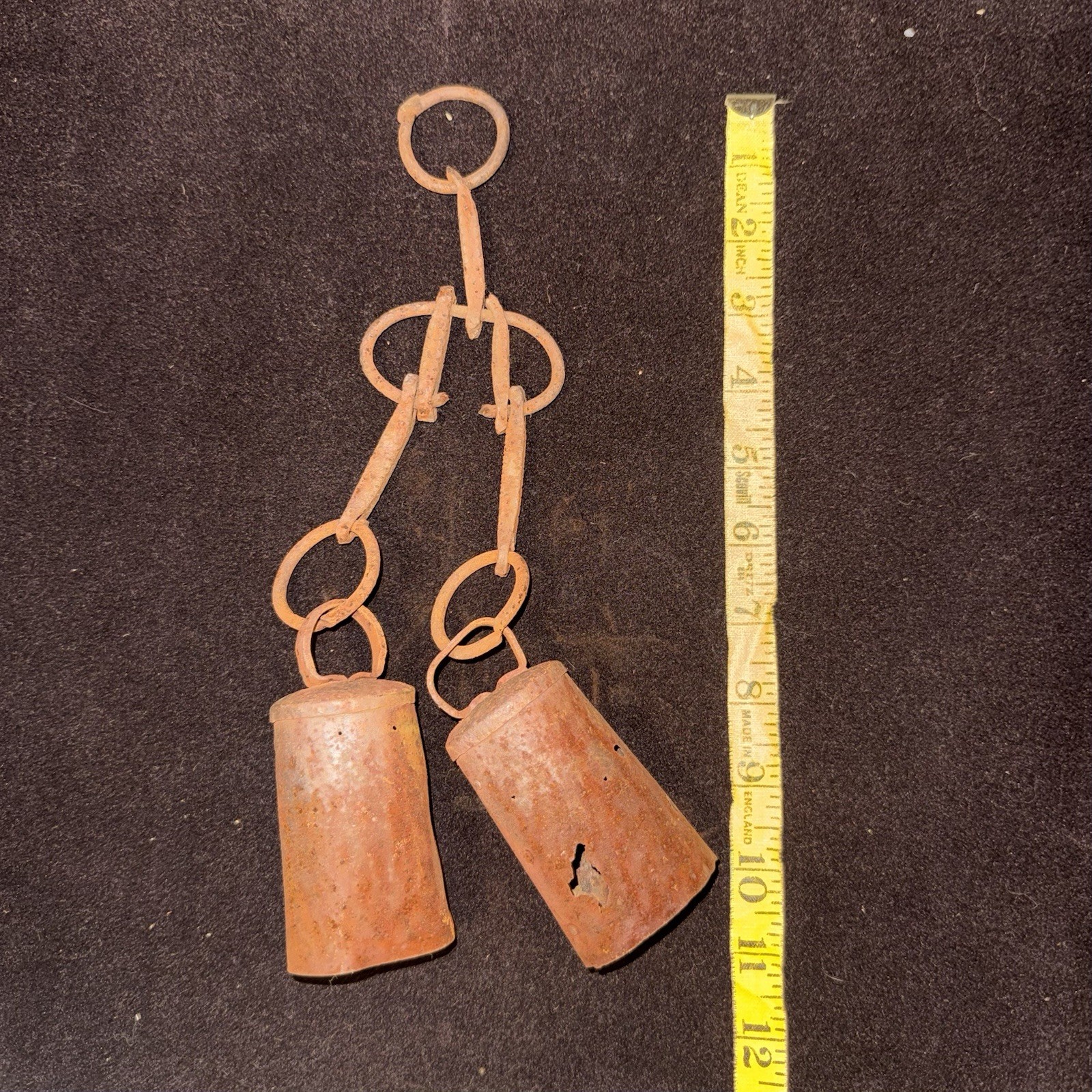 2 rustic primitive bells farm antique vintage cowbell