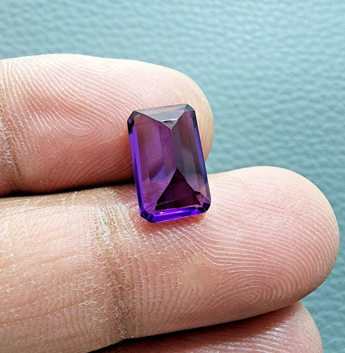 Gorgeous Purple Amethyst 3.80 Ct Emerald Cut Lab-Created Loose Gemstone Ring
