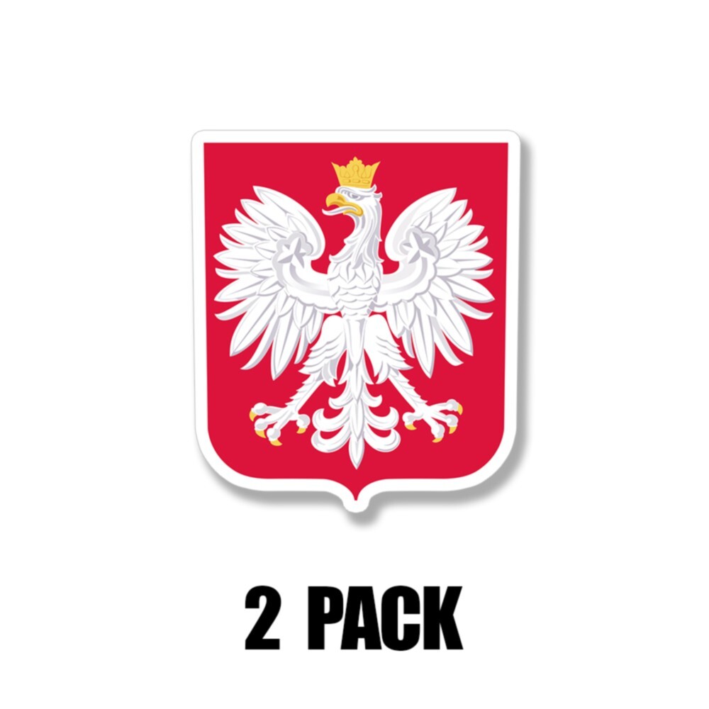 Polish Coat of Arms Sticker Vinyl Die-Cut Poland Flag Decal 4INCH 2PK