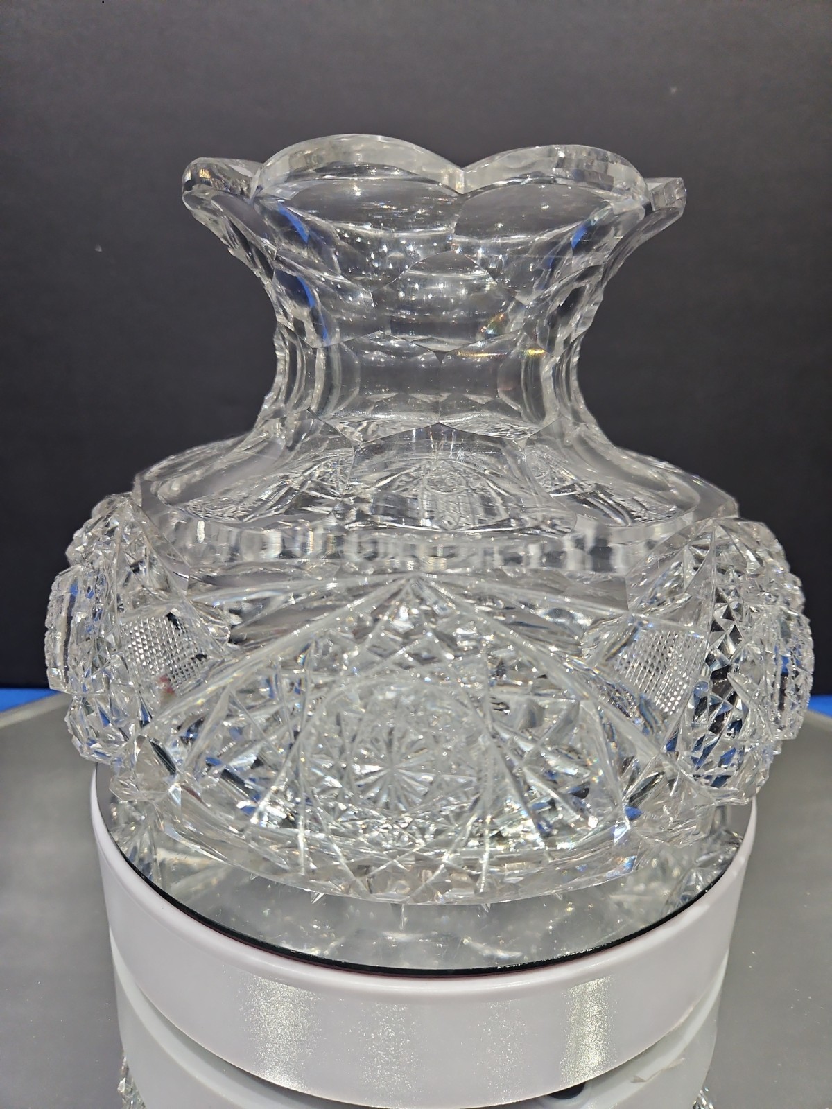 Flower Center Vase American Brilliant Period Cut Glass Crystal Egginton Creswick