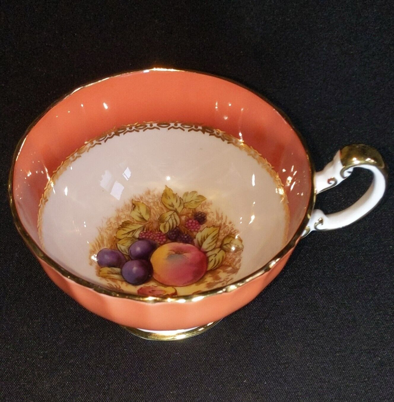 AYNSLEY FRUIT RED TEA CUP & SAUCER, Made in England