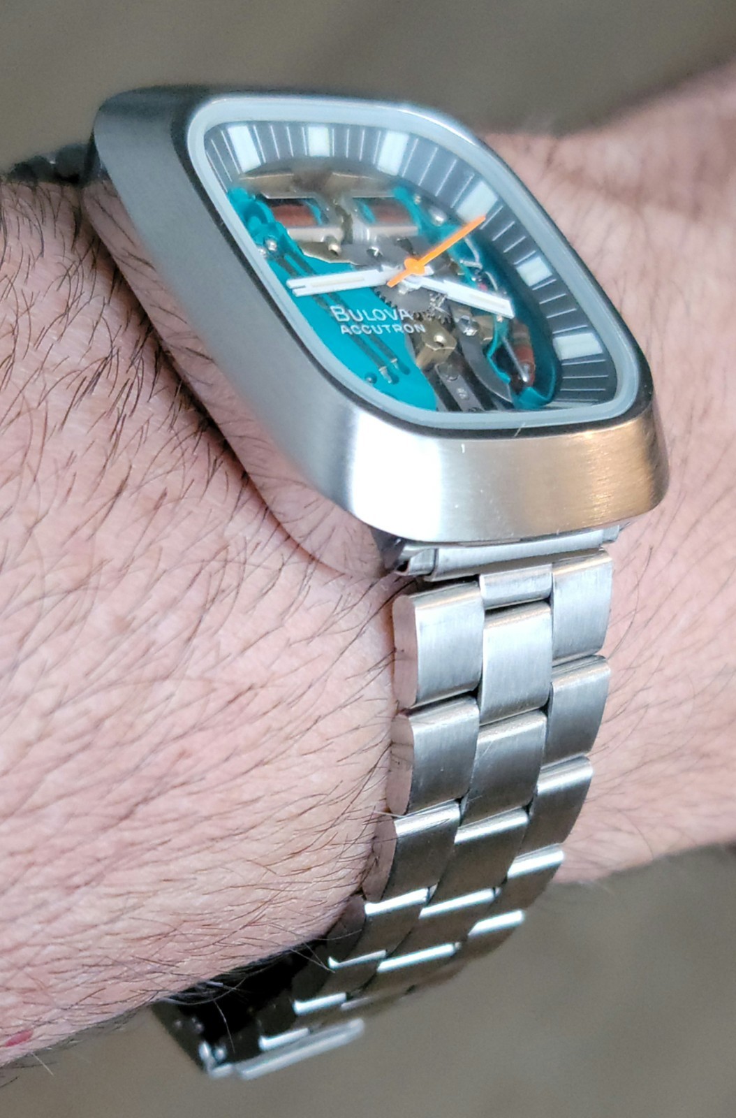 Restored 1973 Model #7387 Swiss Bulova Accutron 214 Stainless Spaceview Watch
