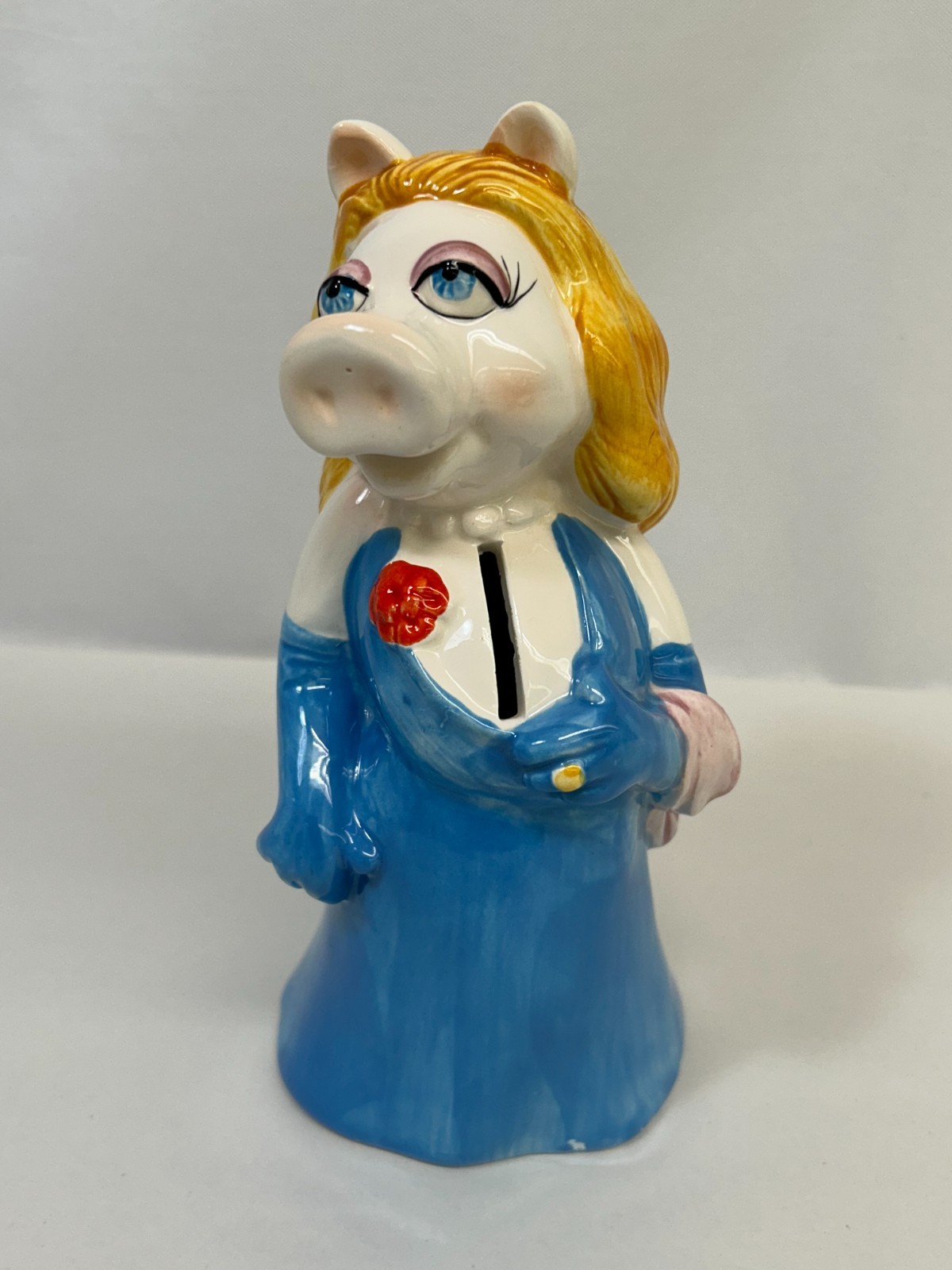 Vintage 1979 Miss Piggy Ceramic Coin Bank Sigma Tastesetter Muppets With Stopper