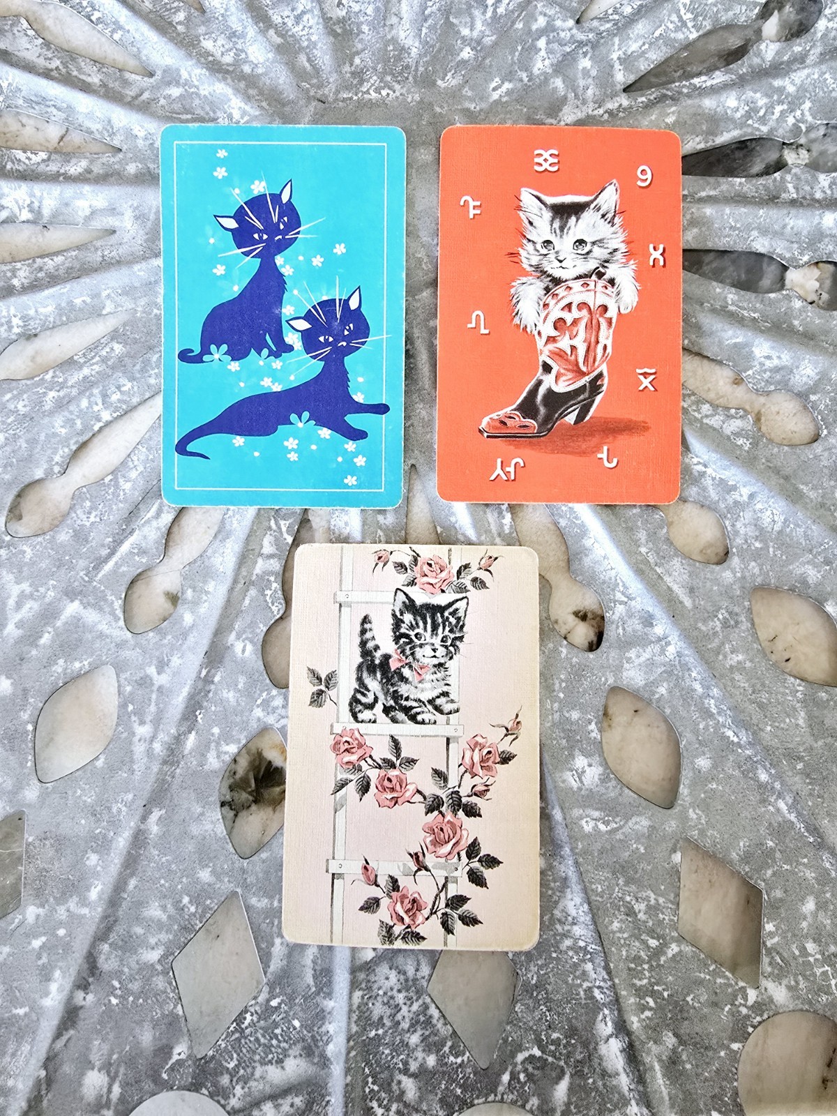 Vintage Art Deco Kitten Cat Playing Cards, Kitty Swap Cards, Trade Cards, Animal