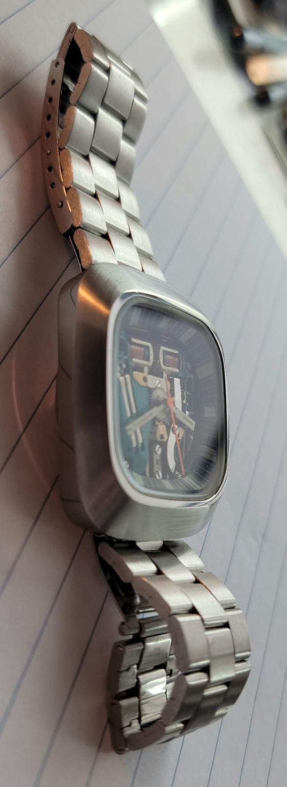 Restored 1973 Model #7387 Swiss Bulova Accutron 214 Stainless Spaceview Watch