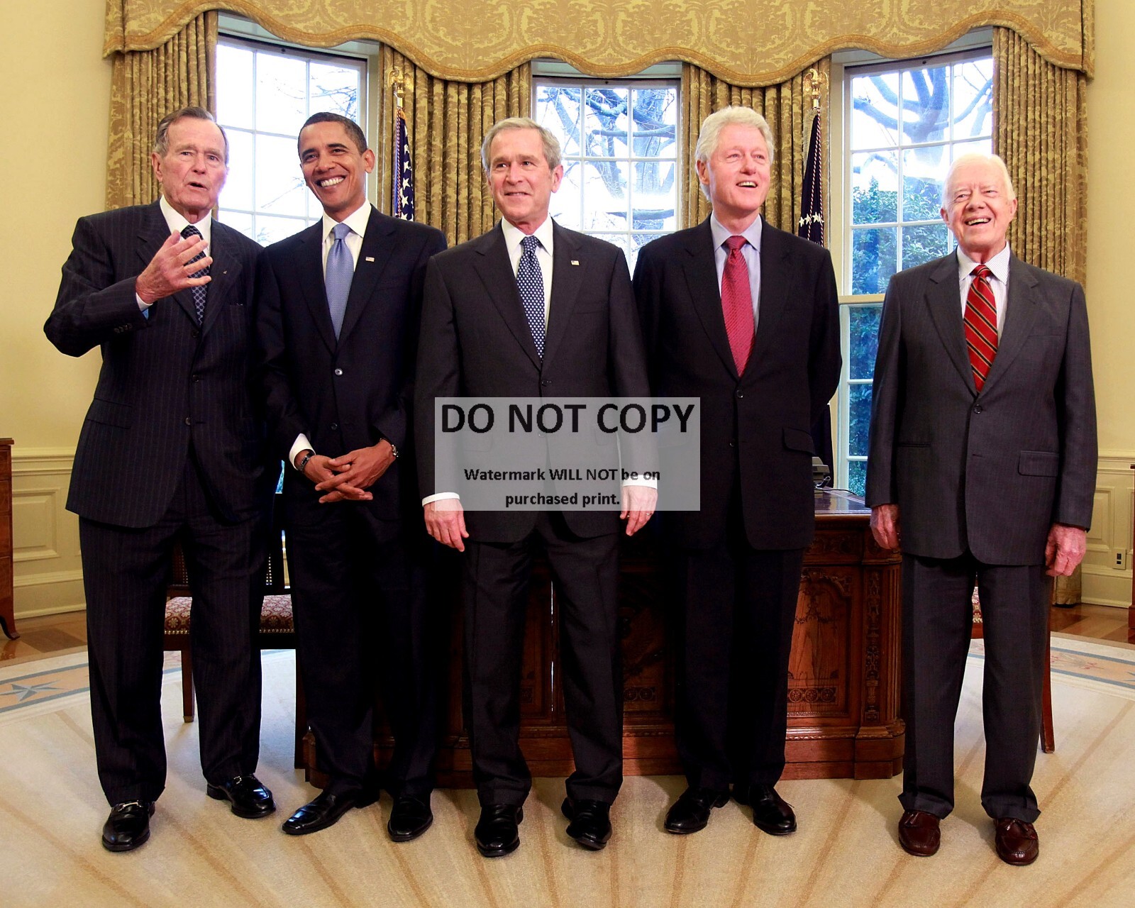 GEORGE W. BUSH WITH BARACK OBAMA AND FORMER PRESIDENTS – 8X10 PHOTO (ZY-634)