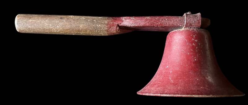 Handmade Vintage Red Bell with Wood Handle