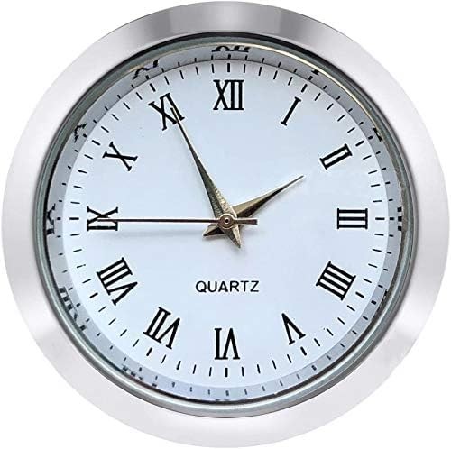 HILLHOME Mini Clock Insert 1-1/2 Inch (37 mm) Round 1 7/16 inch, Silver