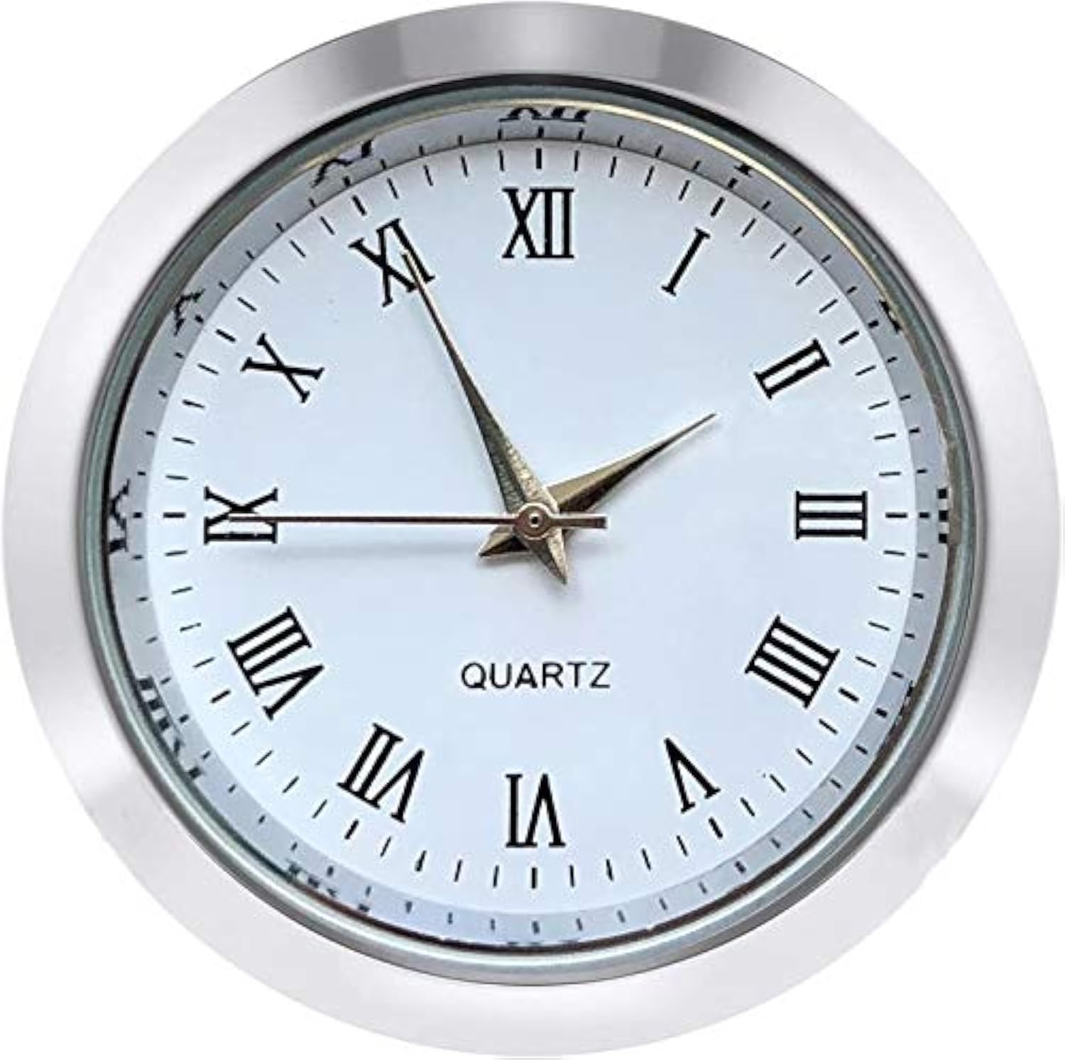 HILLHOME Mini Clock Insert 1-1/2 Inch (37 mm) Round 1 7/16 inch, Silver