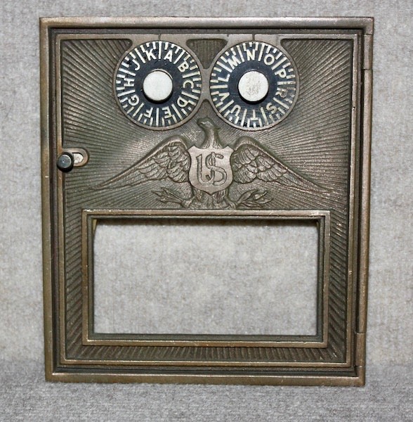 Antique USPS P O Post Office Box Postal Box Door With Glass and a Combination