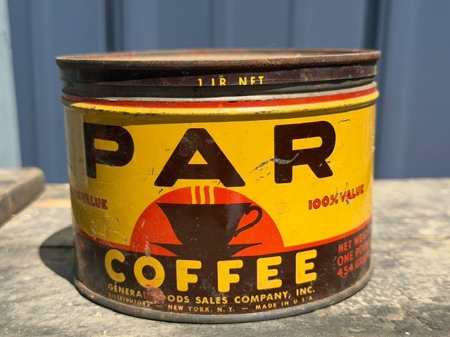 Vintage PAR Coffee 1lb Tin Can General Foods Sales Co Advertising Canister