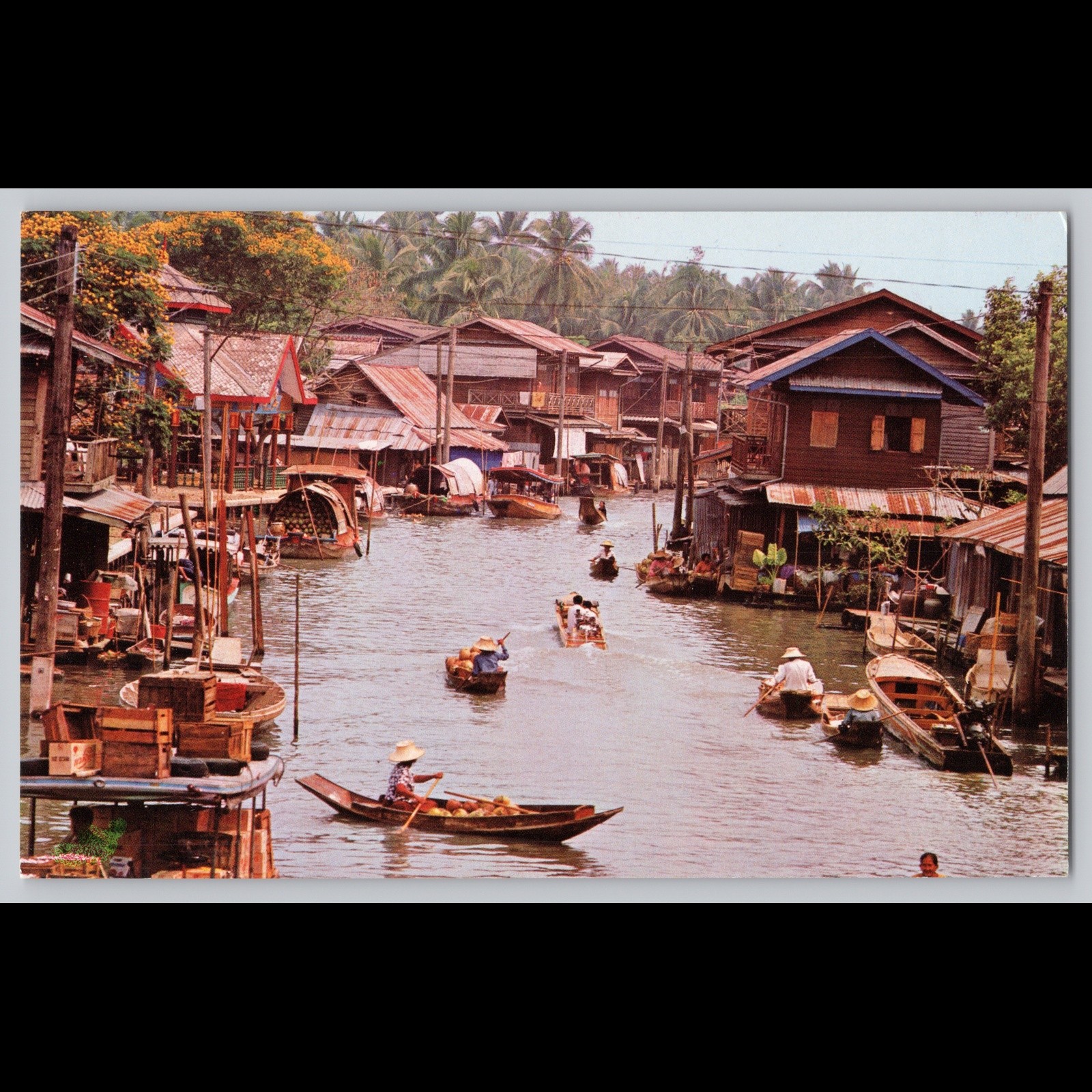 Postcard View of Khlong Canal Dwellers Bangkok Thailand