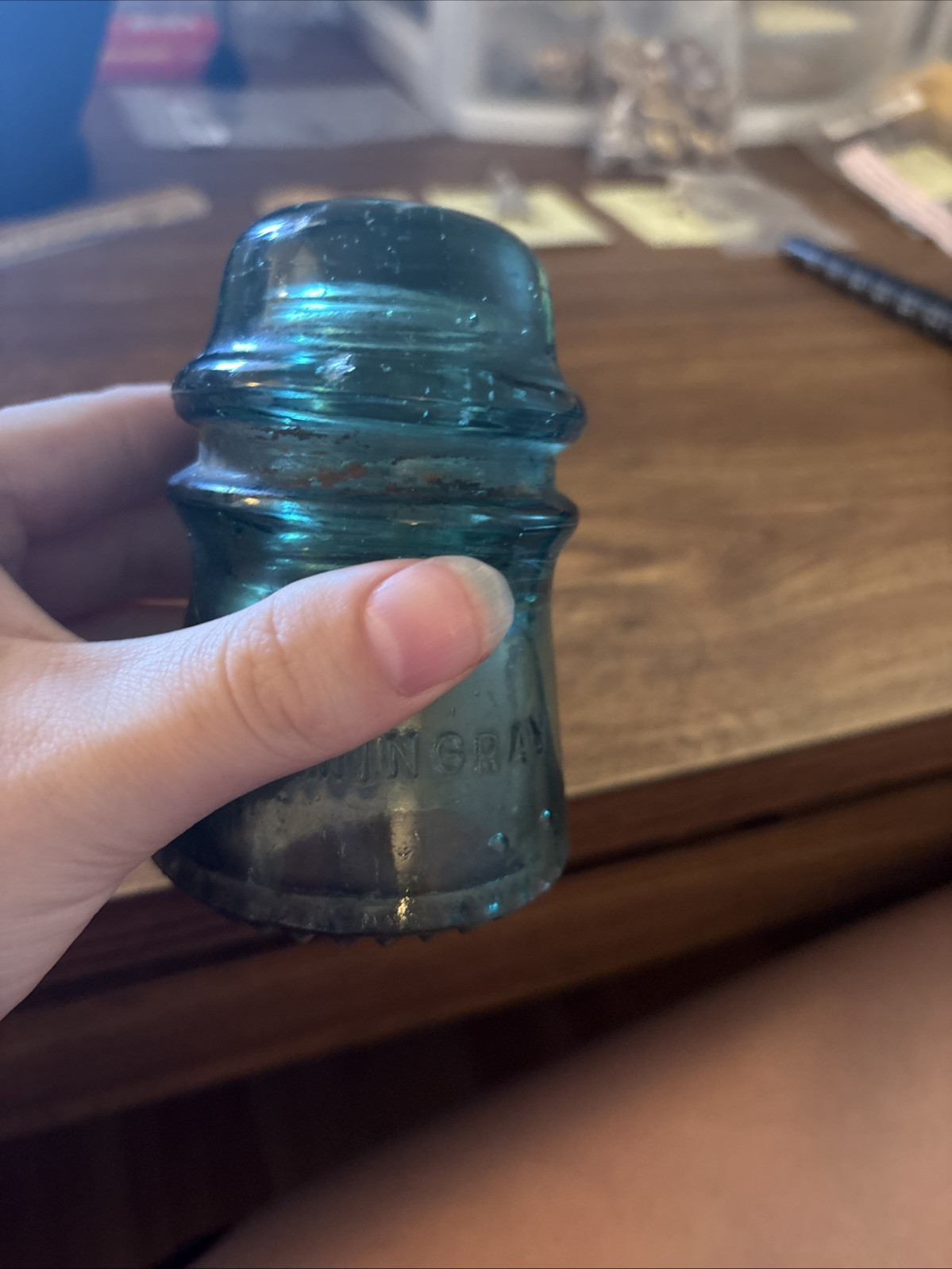 Vintage Glass Insulator Hemingray No 16.. Has Some Use As Shown In The Picture