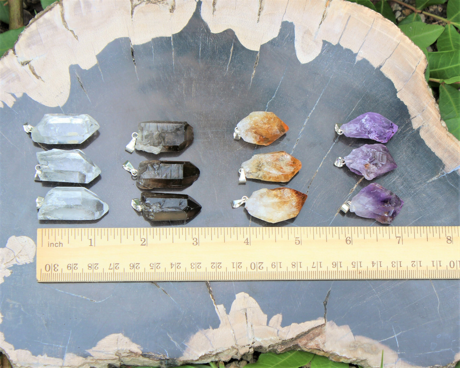 Crystal Point Pendant with Bail: Amethyst, Clear Quartz, Citrine or Smoky Quartz