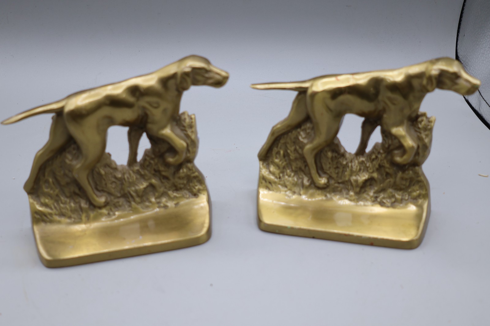 Vintage German Shorthaired Pointer Dog Bookends | Heavy Solid Brass.