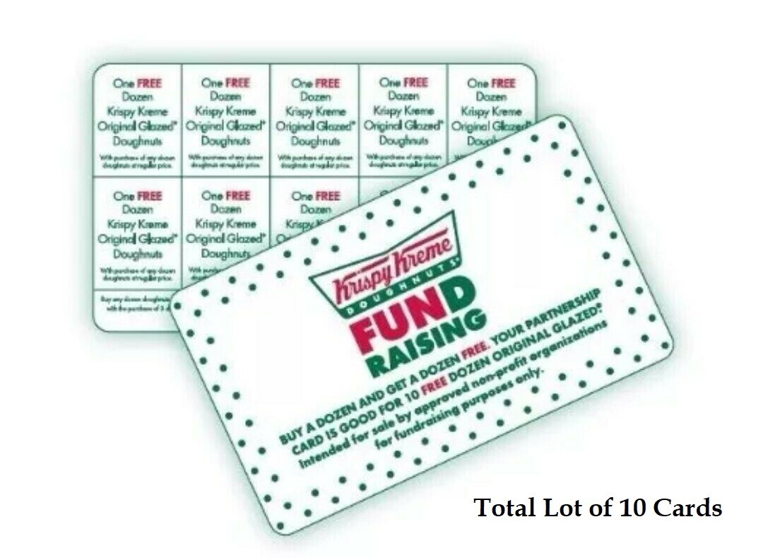 LOT OF 10 *Krispy Kreme Cards – Buy One Get One Dozen FREE – 10 Offers Per Card*