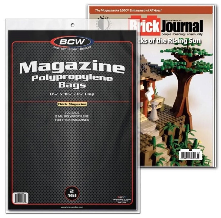 THICK Magazine Protection Poly Bags 100 Acid Free Sleeves Non Resealable BCW