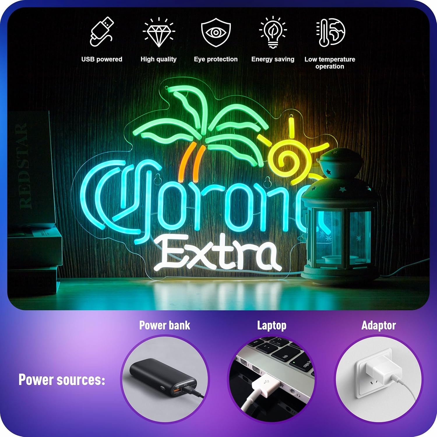 Palm Tree Coron Beer Neon Sign for Wall Decor Bar Light up Signs Extra Beer LED