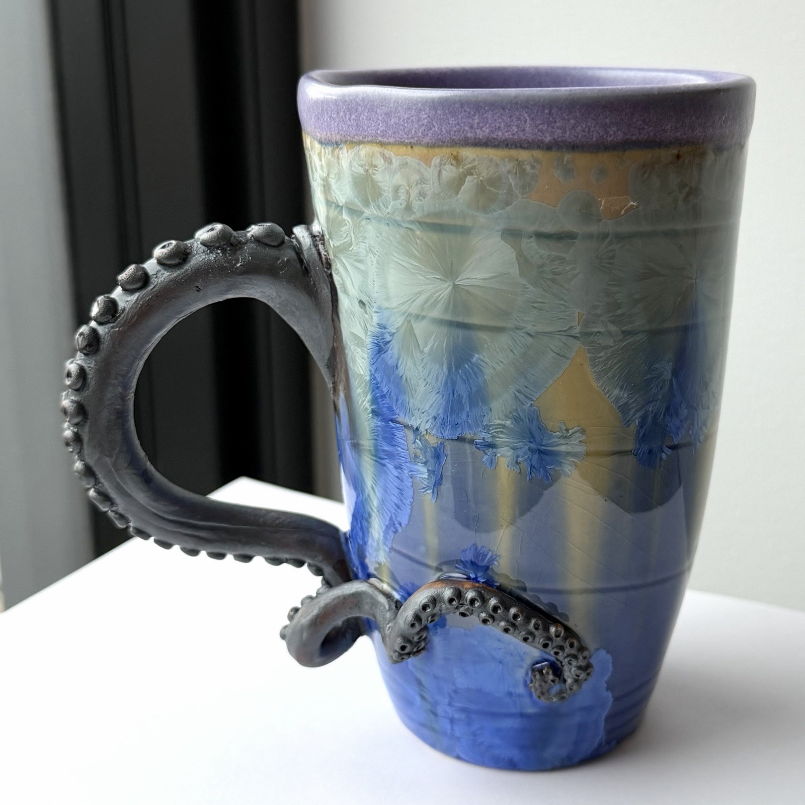 Adam & Hong Rubinstein Porcelain Octopus Tentacle Pottery Mug Crystalline Glaze