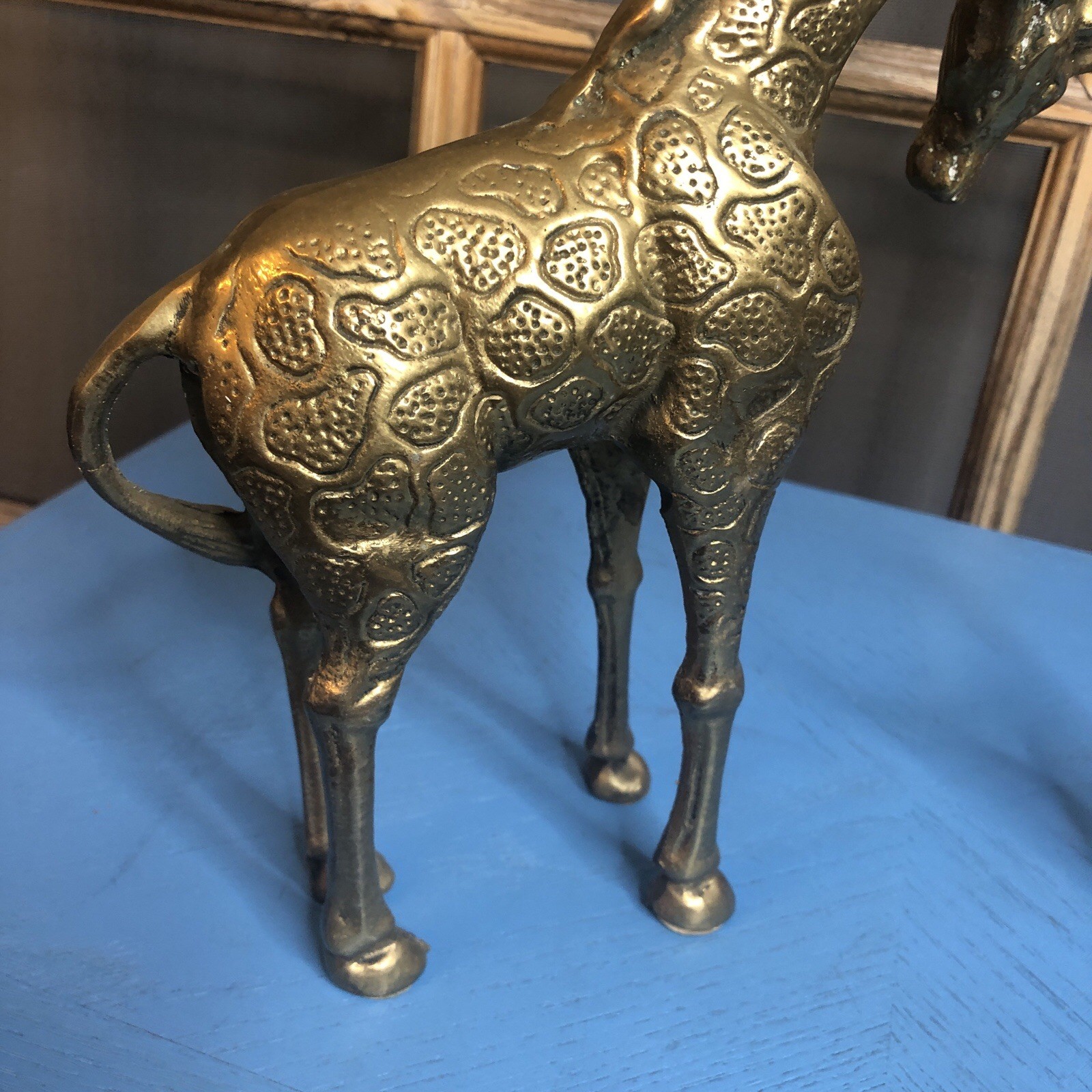 Brass Giraffe Statue Figurines, Mom & Baby * and 5 Inches Tall , Felt on Feet