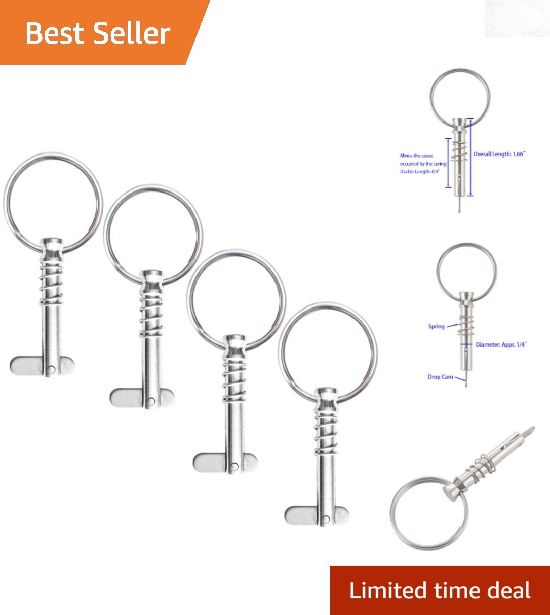 4 Pcs Quick Release Pin 1/4″ Stainless Steel Bimini Top Marine Hardware