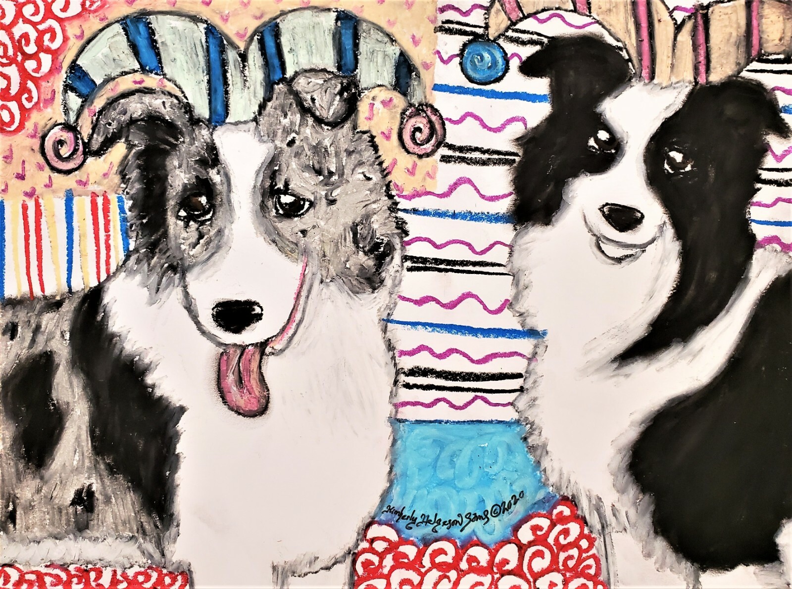 Border Collie Collectible Jesters 13×19 Dog Pop Art Print Signed by Artist KSams