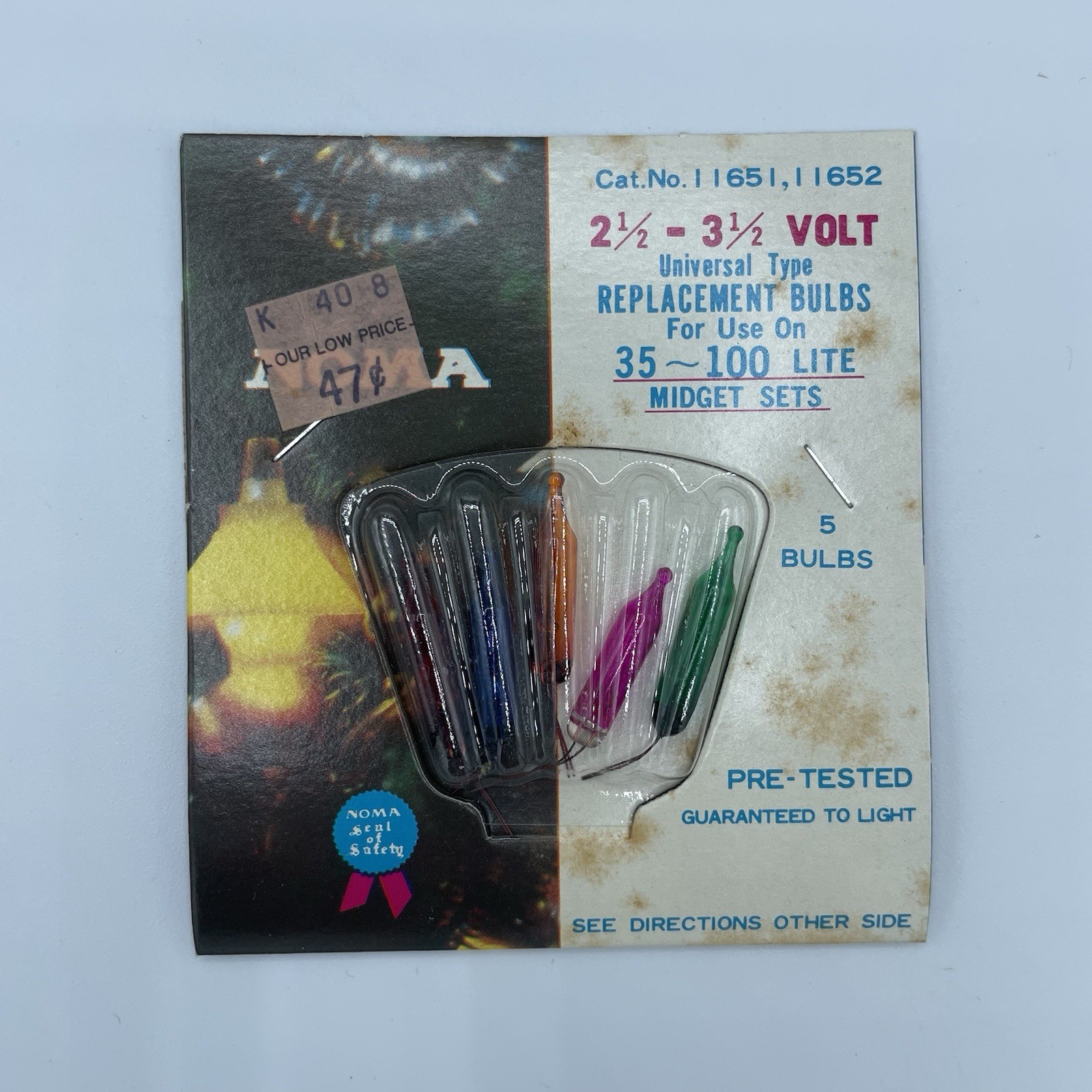 Vintage NOMA Christmas Light Multicolor Midget Sets Replacement USA 5 Bulbs NOS
