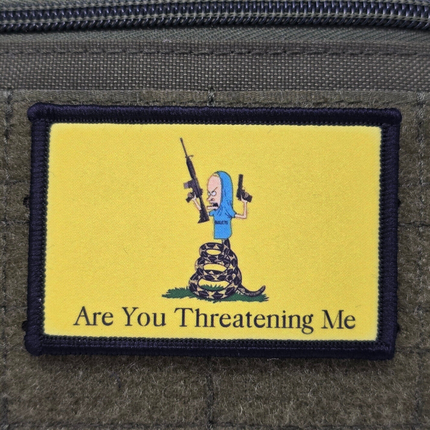 Gadsden Flag Beavis Patch Moral Tactical Are You Threatening USA Hook & Loop 046