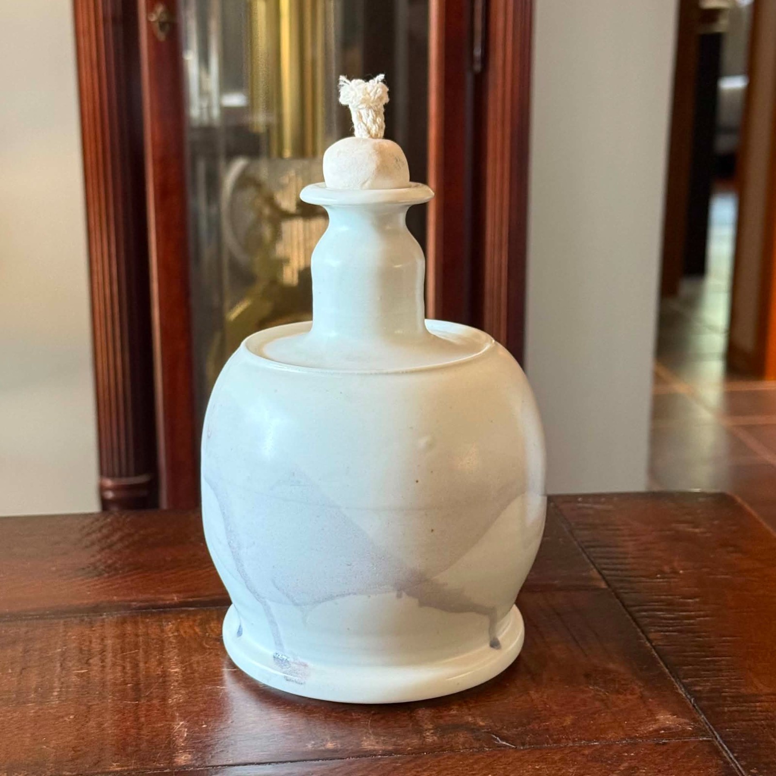 Steve Miller Studio Pottery Oil Lamp Vintage Signed Hand Thrown Ceramic Stone