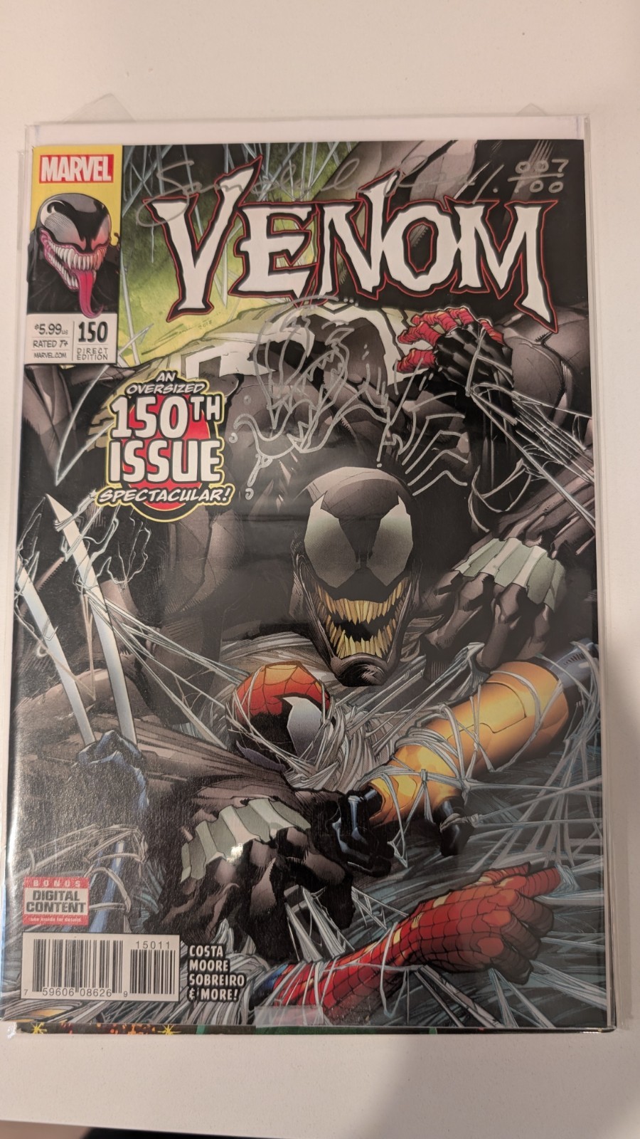 Marvel Venom #150 Signed W/ Sketch Sam De la Rosa Bagged And Boarded & COA