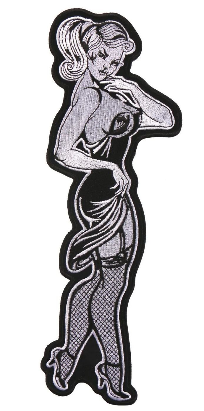 Vintage Pinup Girl embroidered Patch – Iron on or sew on 7″x2″