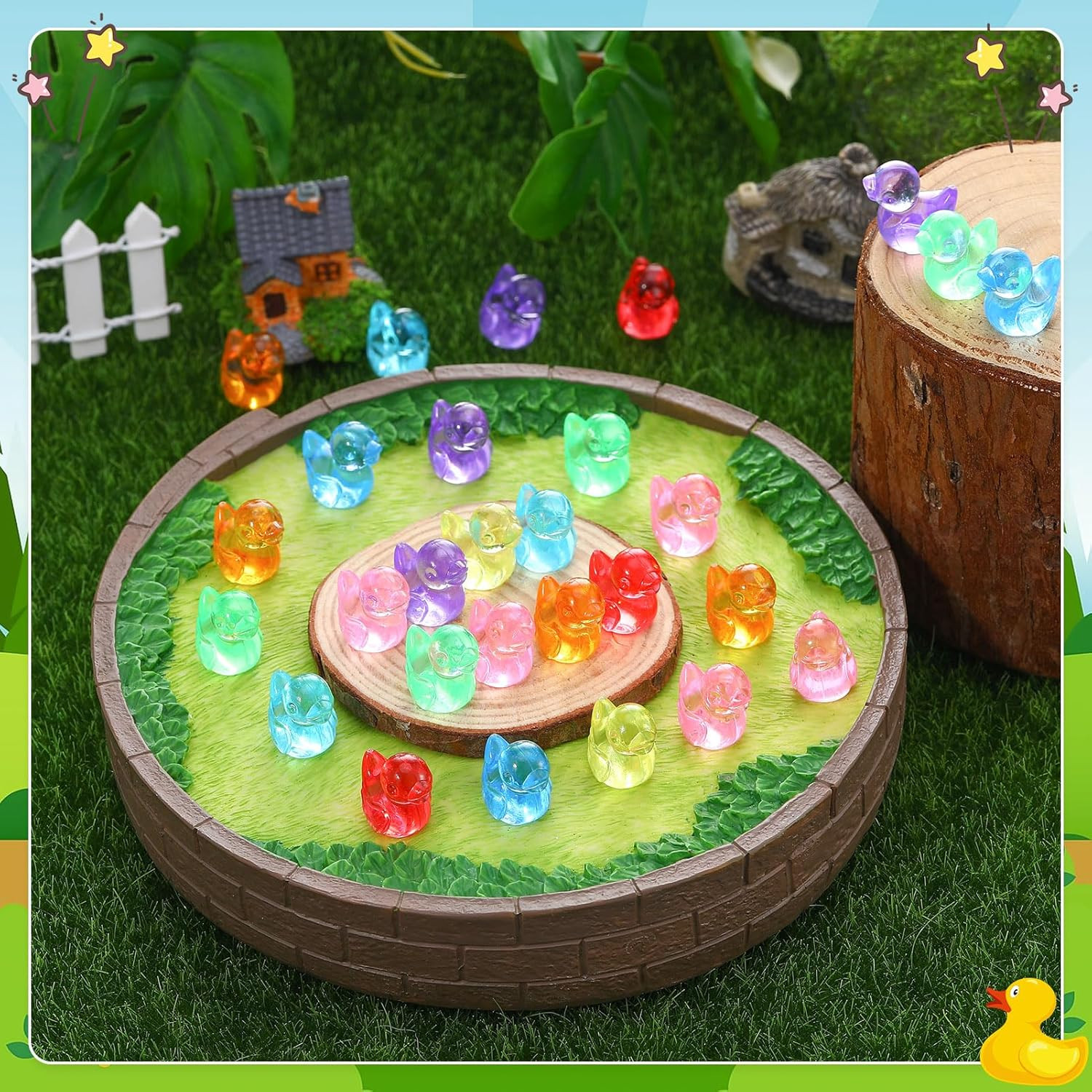 250G Mini Resin Ducks, Multicolor Tiny Ducks, Miniature Duck Little Duck Figures
